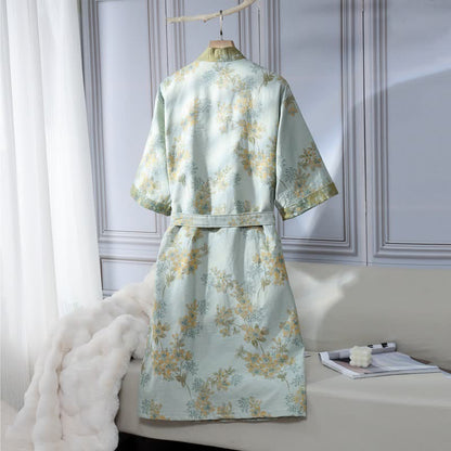 Peignoir unisexe en gaze de coton fleur de pêcher