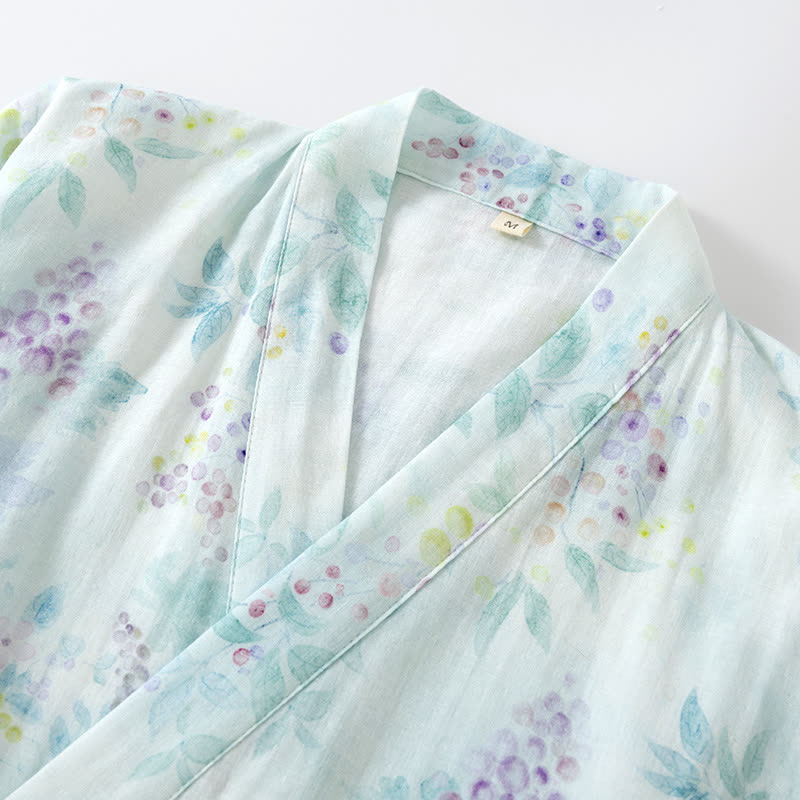 Pyjama japonais en gaze de coton à imprimé violet