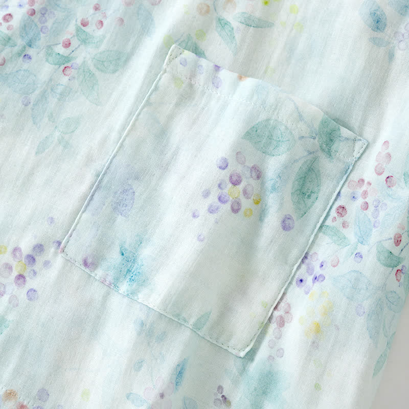 Pyjama japonais en gaze de coton à imprimé violet