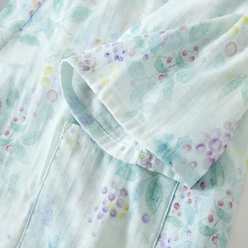 Pyjama japonais en gaze de coton à imprimé violet