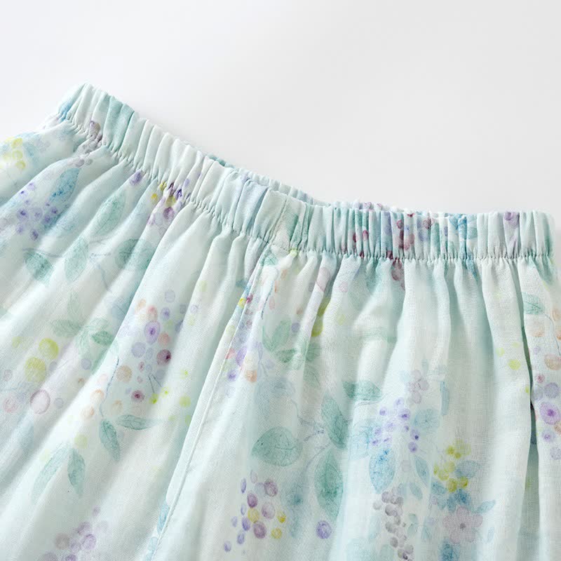 Pyjama japonais en gaze de coton à imprimé violet