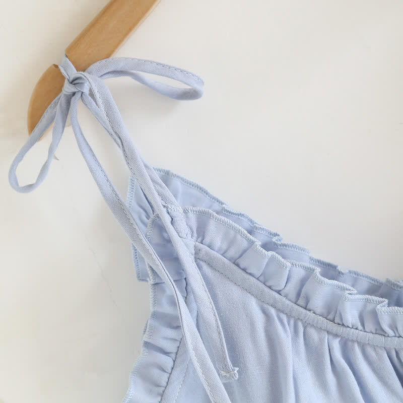 Pyjama en coton rembourré avec bordure à volants et camisole
