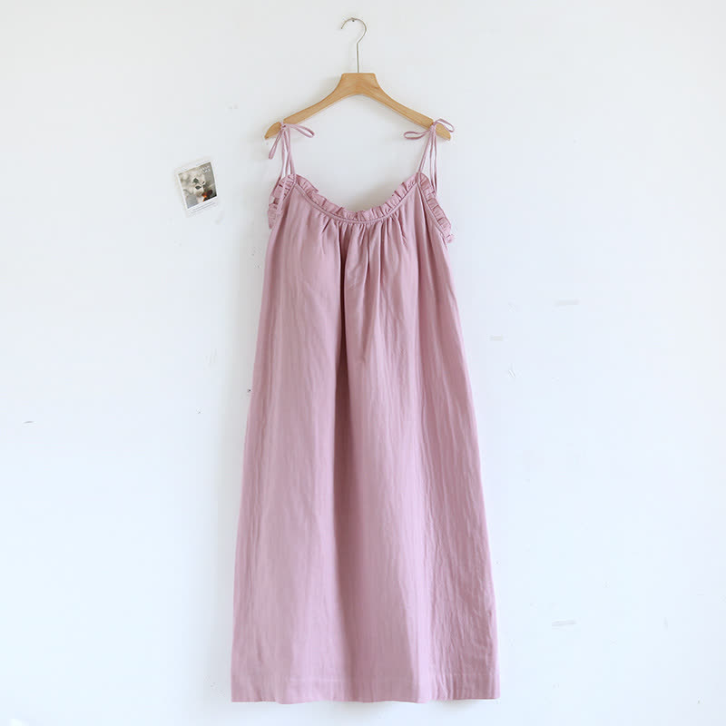 Chemise de nuit en coton avec bordure à volants