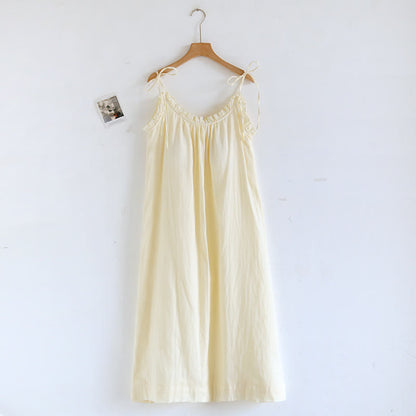 Chemise de nuit en coton avec bordure à volants