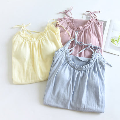 Chemise de nuit en coton avec bordure à volants