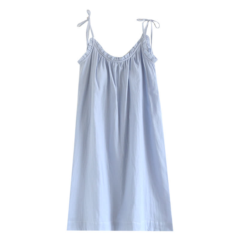 Chemise de nuit en coton avec bordure à volants