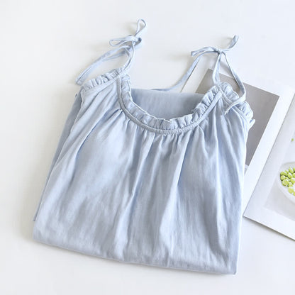 Chemise de nuit en coton avec bordure à volants