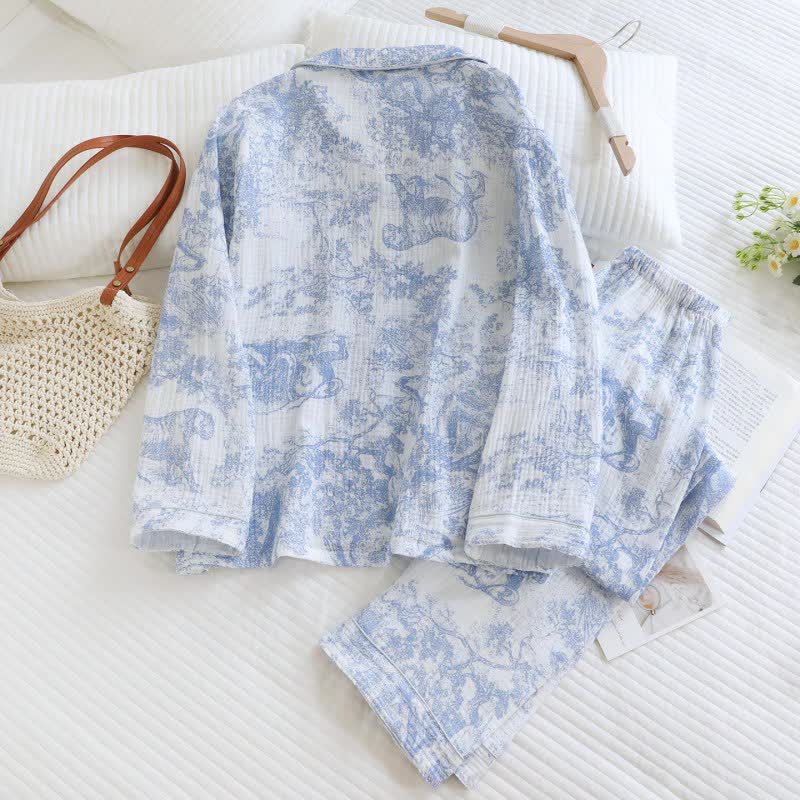 Ensemble de vêtements d'intérieur en coton avec imprimé Tiger Tree