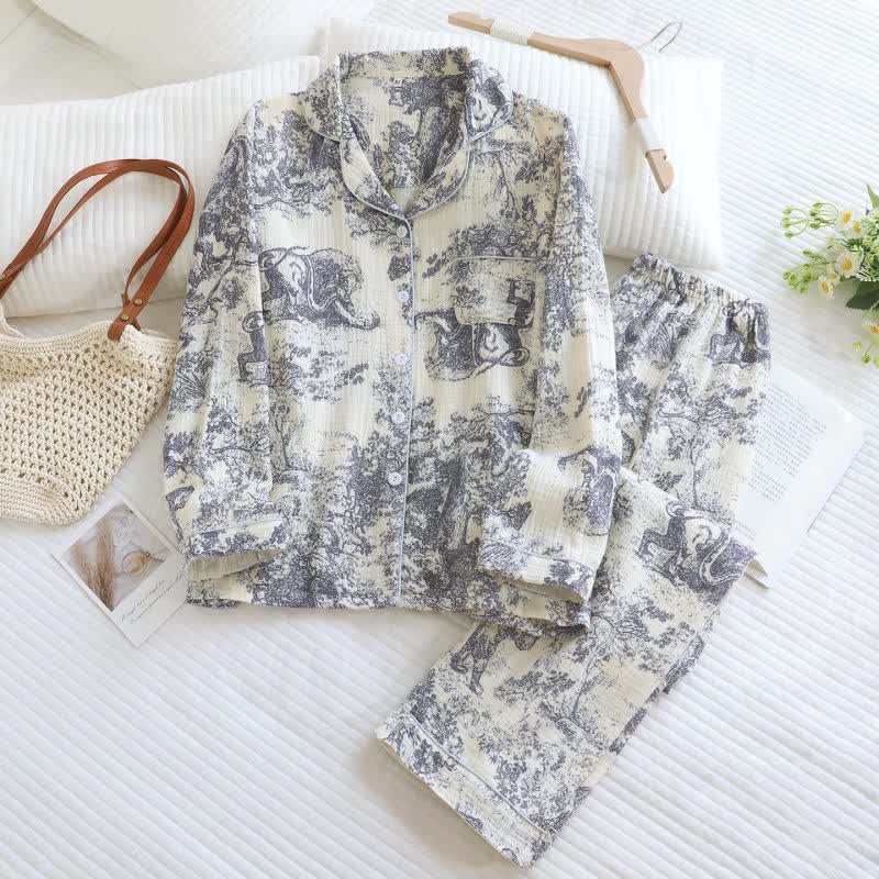Ensemble de vêtements d'intérieur en coton avec imprimé Tiger Tree