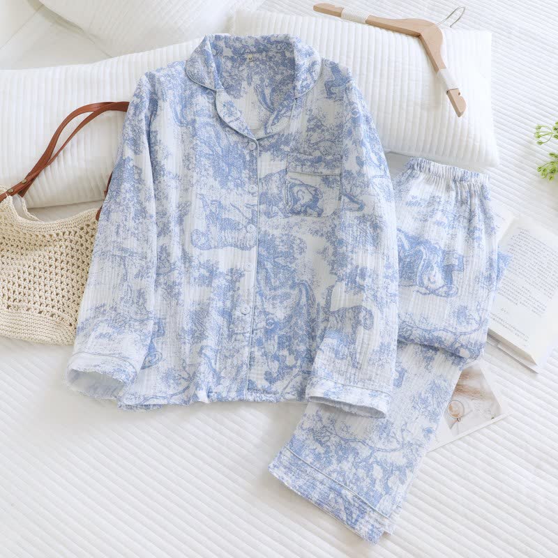 Ensemble de vêtements d'intérieur en coton avec imprimé Tiger Tree