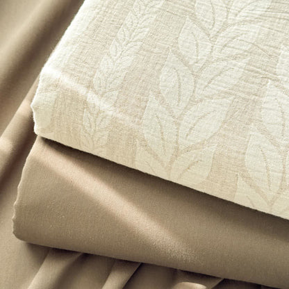 Couvre-lit en lin et coton beige texturé blé