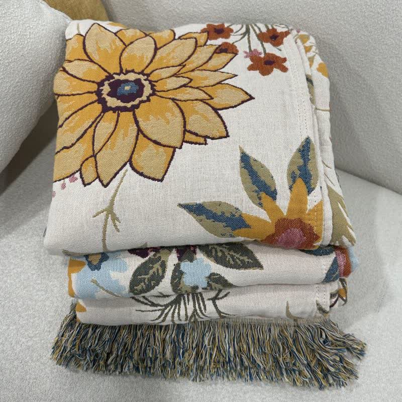 Couette réversible en gaze de coton avec des tournesols en fleurs