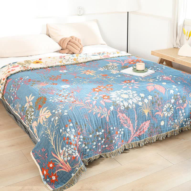 Couette réversible en gaze de coton avec des tournesols en fleurs