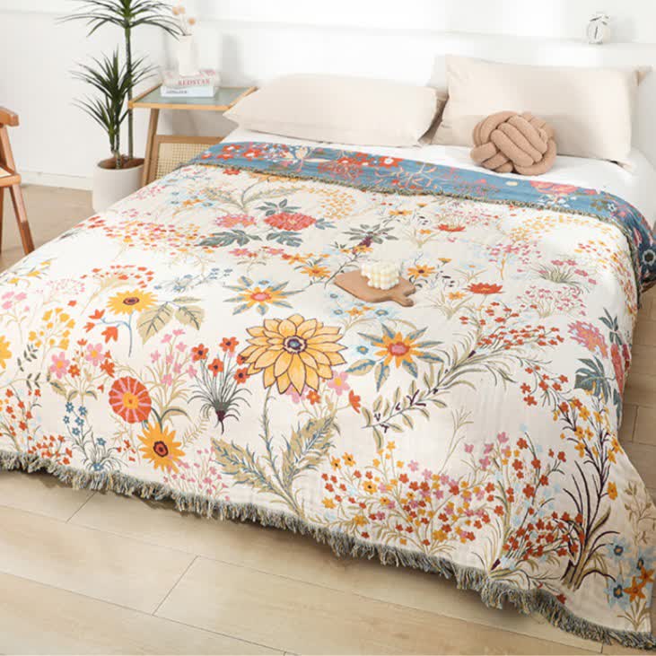 Couette réversible en gaze de coton avec des tournesols en fleurs