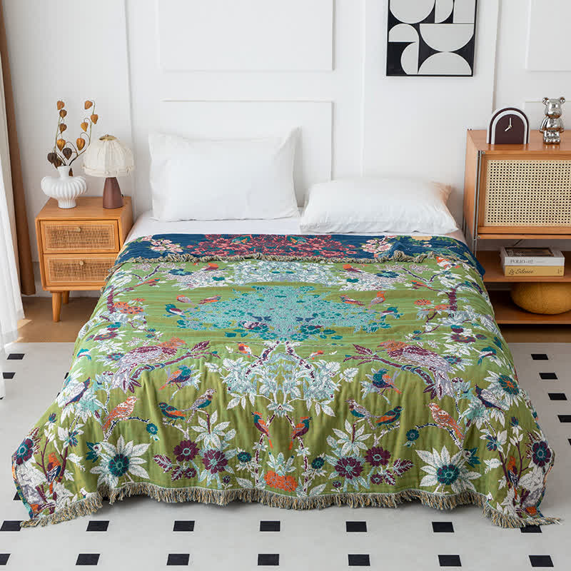 Couette réversible en gaze de coton « Wild Rose »