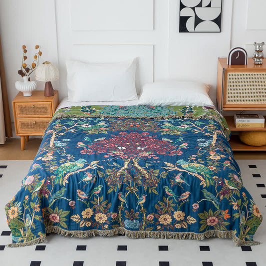 Couette réversible en gaze de coton « Wild Rose »