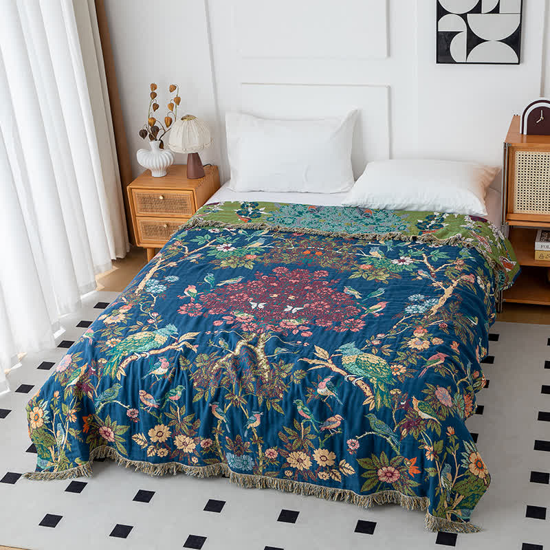 Couette réversible en gaze de coton « Wild Rose »