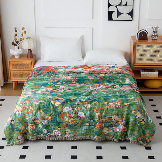 Couette réversible en gaze de coton « Artistic Rose » - 230cm x 230cm - image 1