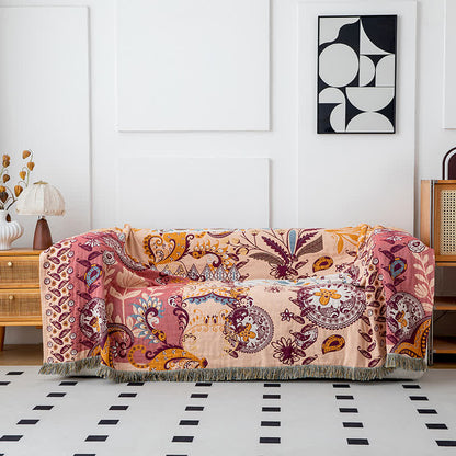 Couette réversible en gaze de coton à motif floral cachemire