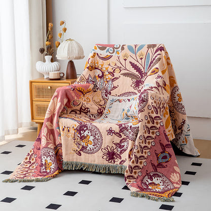 Couette réversible en gaze de coton à motif floral cachemire