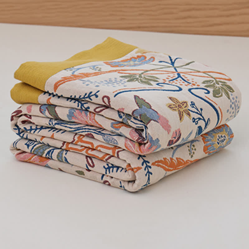 Couette en gaze de coton à motif floral géométrique
