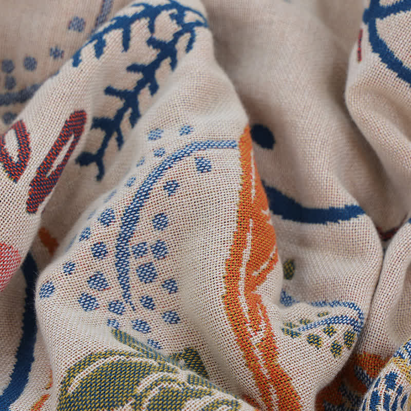 Couette en gaze de coton à motif floral géométrique