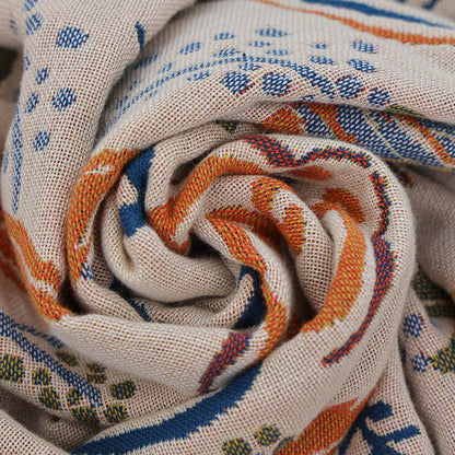 Couette en gaze de coton à motif floral géométrique