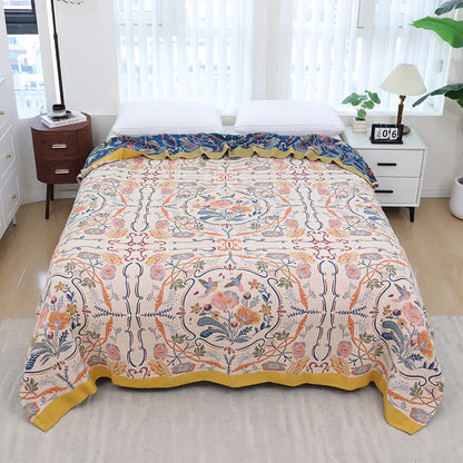 Couette en gaze de coton à motif floral géométrique
