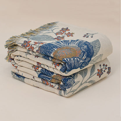 Couverture réversible Lotus en gaze de pur coton