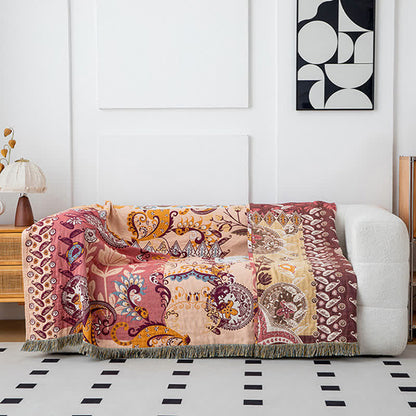 Couette réversible en gaze de coton à motif floral cachemire