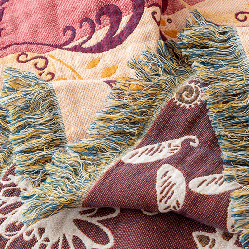 Couette réversible en gaze de coton à motif floral cachemire