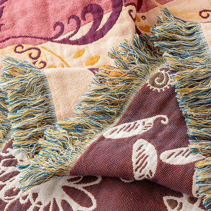 Couette réversible en gaze de coton à motif floral cachemire