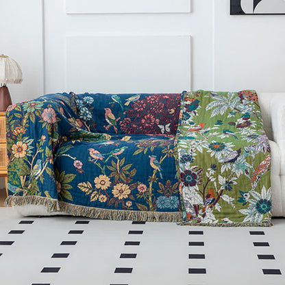 Couette réversible en gaze de coton « Wild Rose »