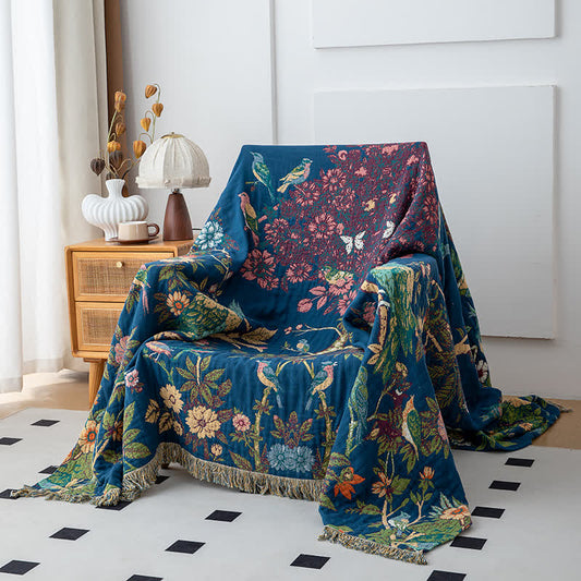 Couverture réversible en gaze de coton « Wild Rose »