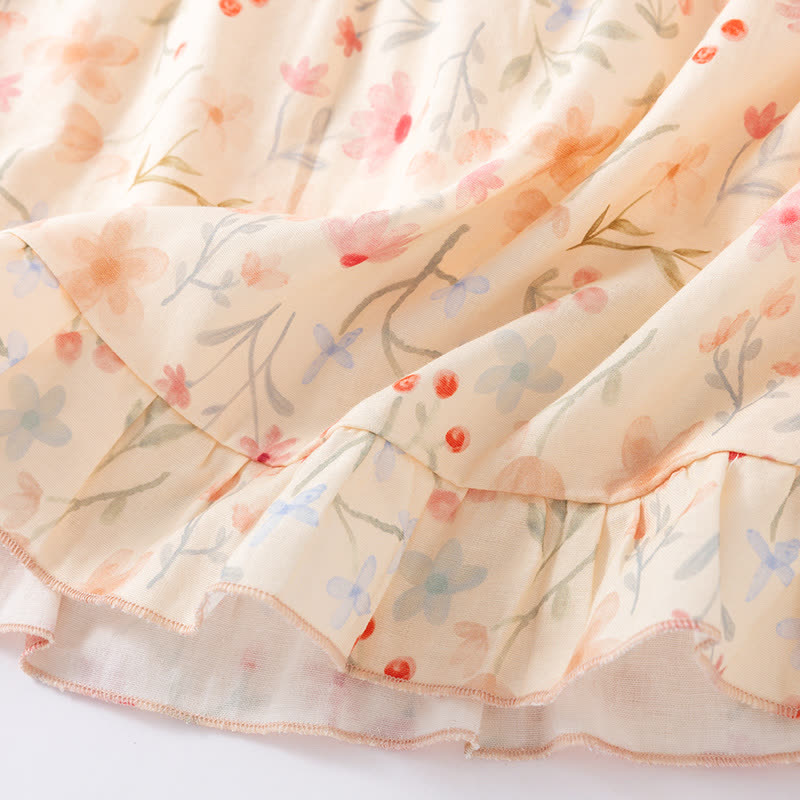 Chemise de nuit en coton matelassé à motif floral et feuilles