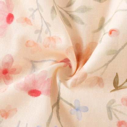 Chemise de nuit en coton matelassé à motif floral et feuilles