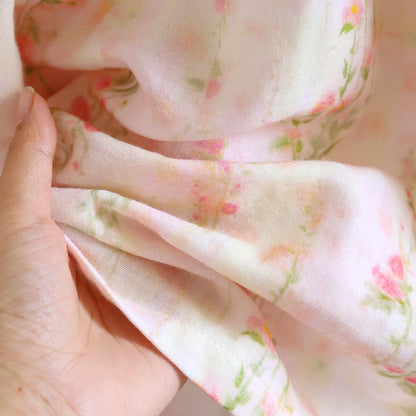 Chemise de nuit en coton avec col à volants et motif rose