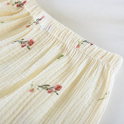 Ensemble de vêtements d'intérieur en gaze de coton beige œillet