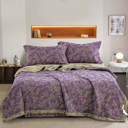 Couette jacquard en gaze de coton à motif de fleurs de prunier