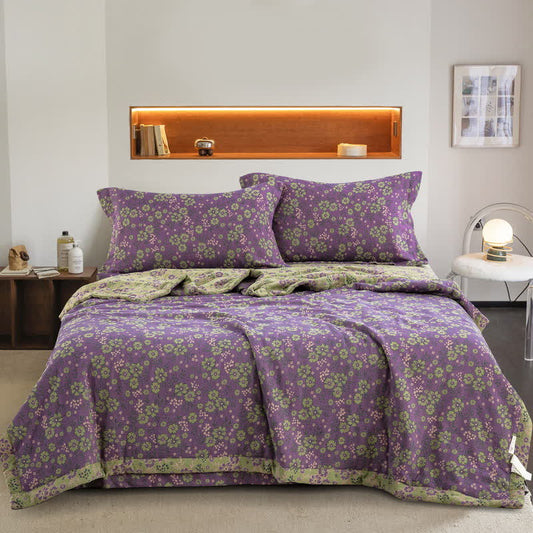 Couette jacquard en gaze de coton à motif de fleurs de prunier