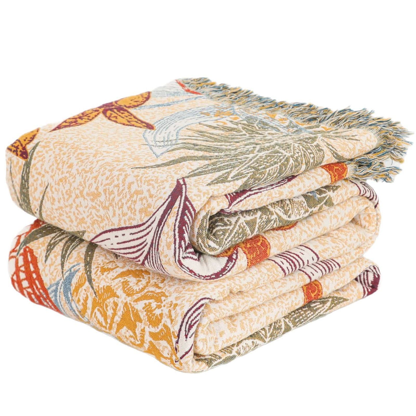 Couette en coton naturel avec fleurs d'ananas et papillons