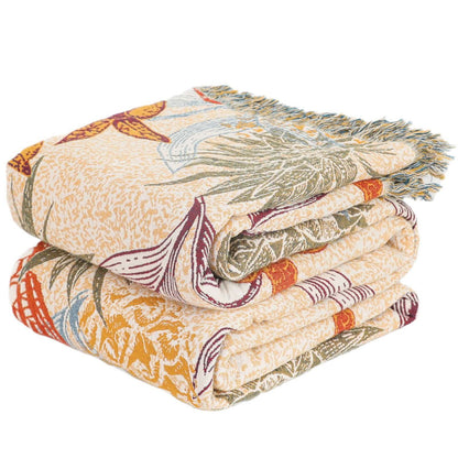 Couette en coton naturel avec fleurs d'ananas et papillons