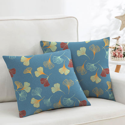 Taies d'oreiller carrées en jacquard de coton Ginkgo Biloba (2 pièces) - Bleu - 45cm x 45cm - image 0
