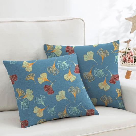 Taies d'oreiller carrées en jacquard de coton Ginkgo Biloba (2 pièces) - Bleu - 45cm x 45cm - image 0