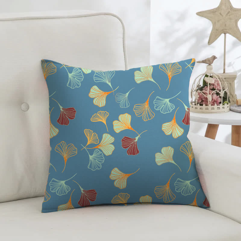 Taies d'oreiller carrées en jacquard de coton Ginkgo Biloba (2 pièces) - image 1