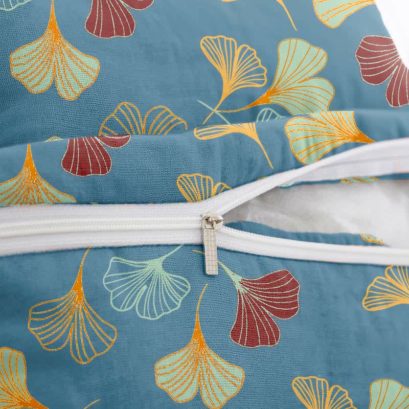 Taies d'oreiller carrées en jacquard de coton Ginkgo Biloba (2 pièces) - image 3