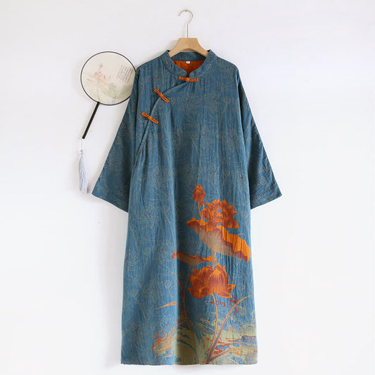Chemise de nuit vintage en double gaze de coton Lotus