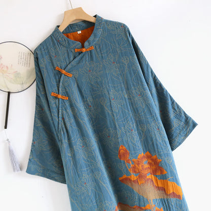 Chemise de nuit vintage en double gaze de coton Lotus