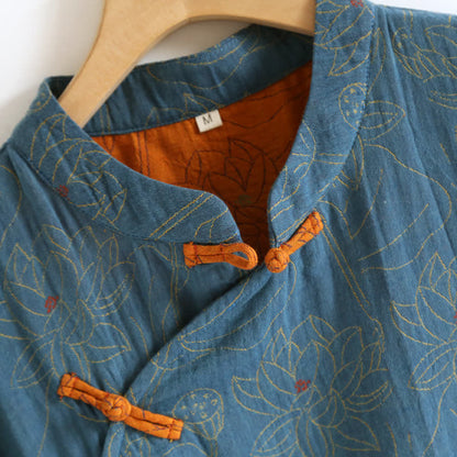 Chemise de nuit vintage en double gaze de coton Lotus