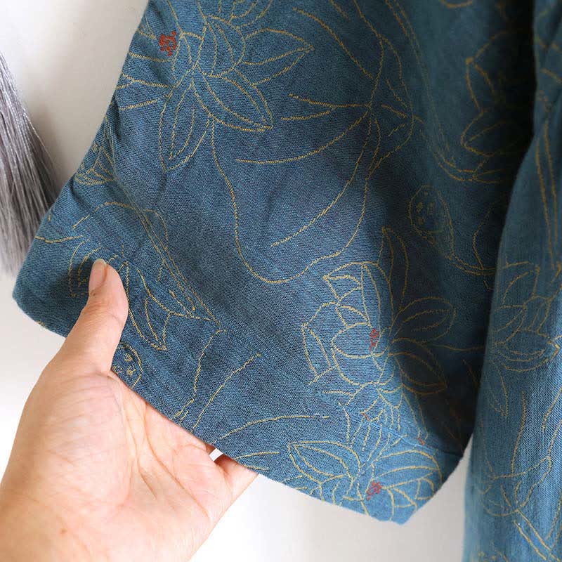 Chemise de nuit vintage en double gaze de coton Lotus